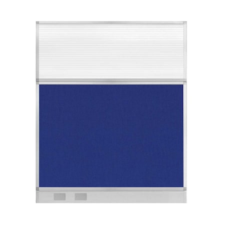 Versare Hush Panel Cubicle Partition 5' x 6' Royal Blue Fabric Clear Fluted Window w/ Cable Channel 1856405-1